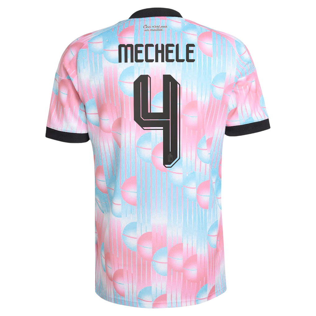 Belgium MECHELE #4 Away World Cup 2026 Jersey Pink & Blue Men's