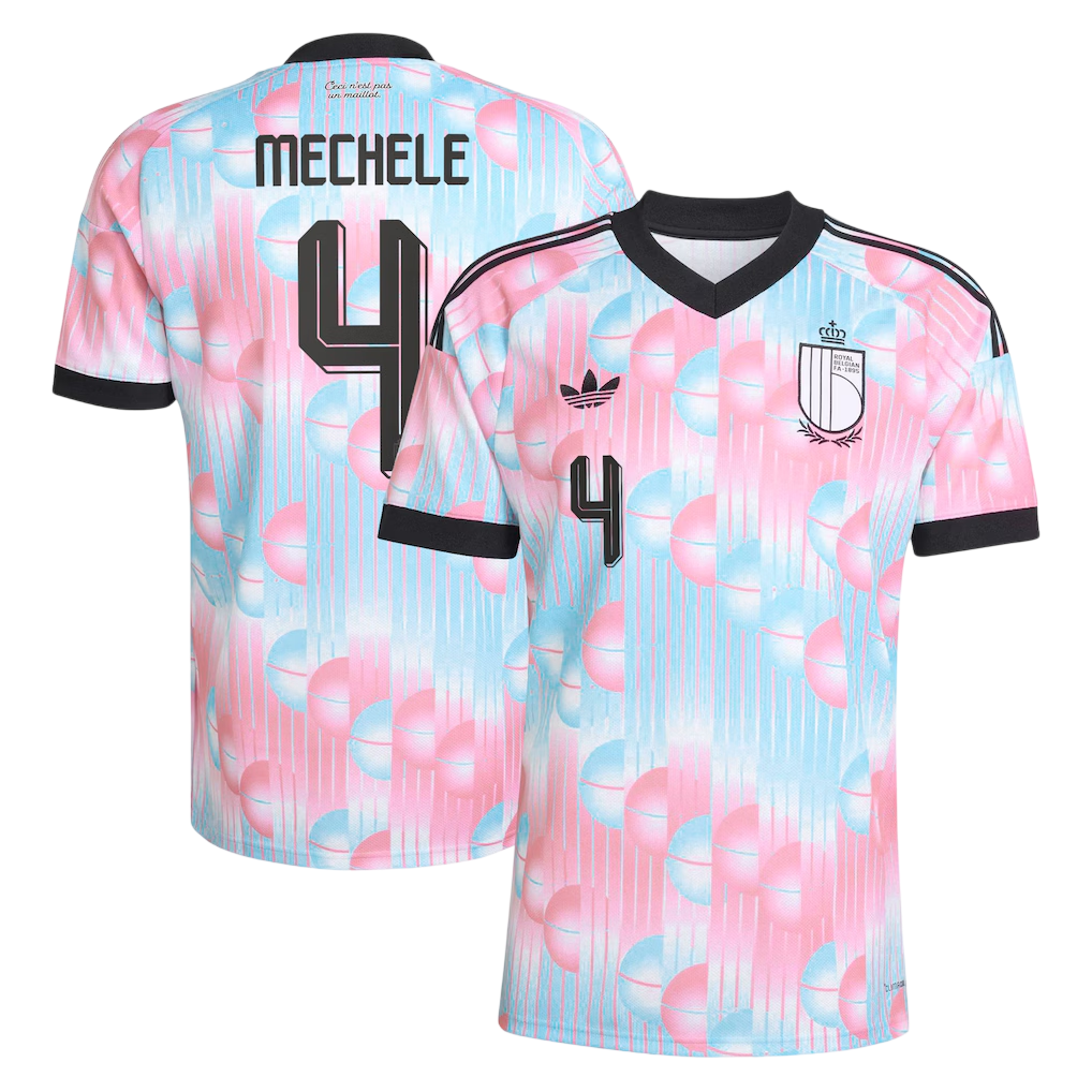 Belgium MECHELE #4 Away World Cup 2026 Jersey Pink & Blue Men's