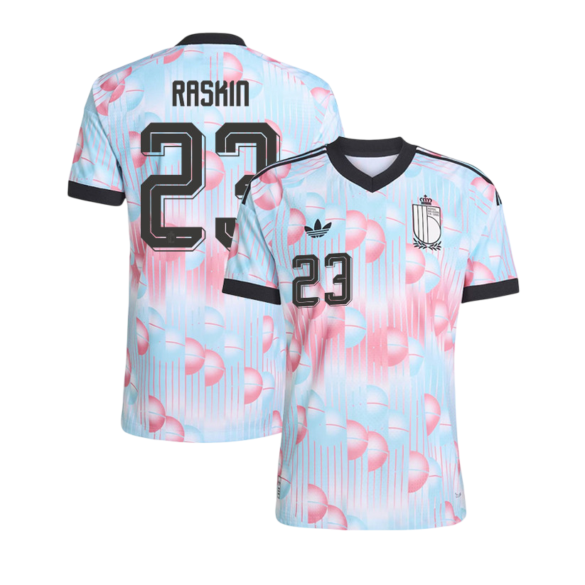 Belgium RASKIN #23 Away World Cup 2026 Jersey Pink & Blue Men's