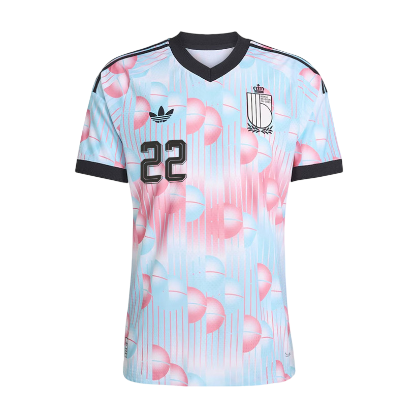 Belgium SAELEMAEKERS #22 Away World Cup 2026 Jersey Pink & Blue Men's