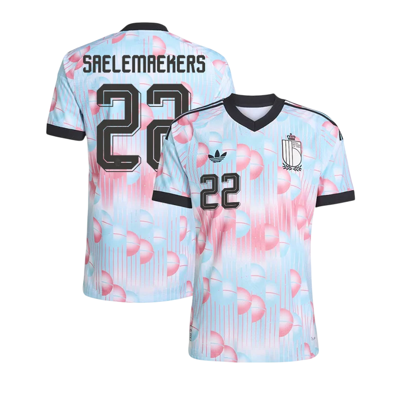 Belgium SAELEMAEKERS #22 Away World Cup 2026 Jersey Pink & Blue Men's
