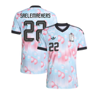 Belgium SAELEMAEKERS #22 Away World Cup 2026 Jersey Pink & Blue Men's