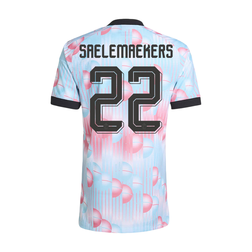 Belgium SAELEMAEKERS #22 Away World Cup 2026 Jersey Pink & Blue Men's