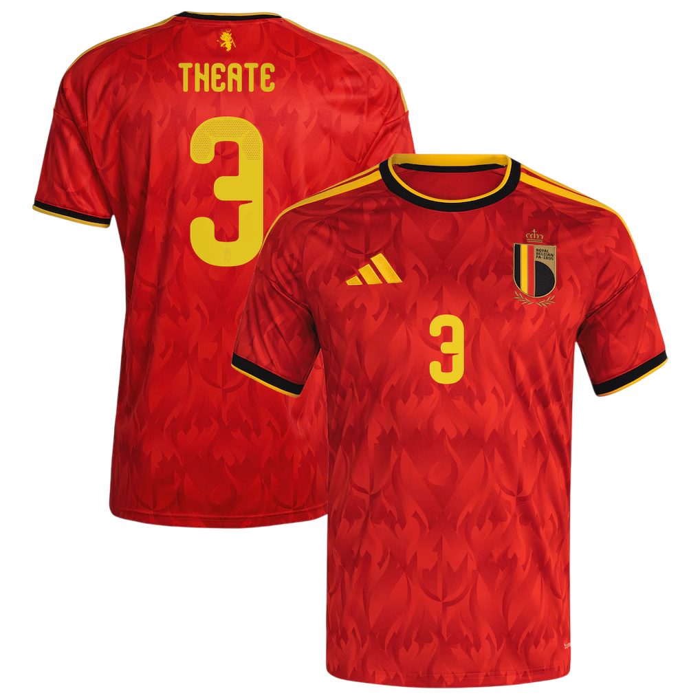 Belgium THEATE #3 Home World Cup 2026 Jersey Red Men's
