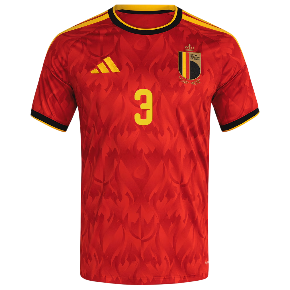 Belgium THEATE #3 Home World Cup 2026 Jersey Red Men's