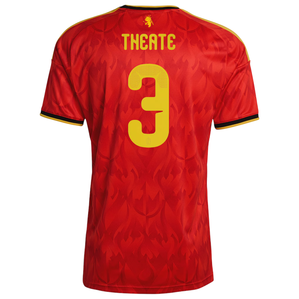 Belgium THEATE #3 Home World Cup 2026 Jersey Red Men's
