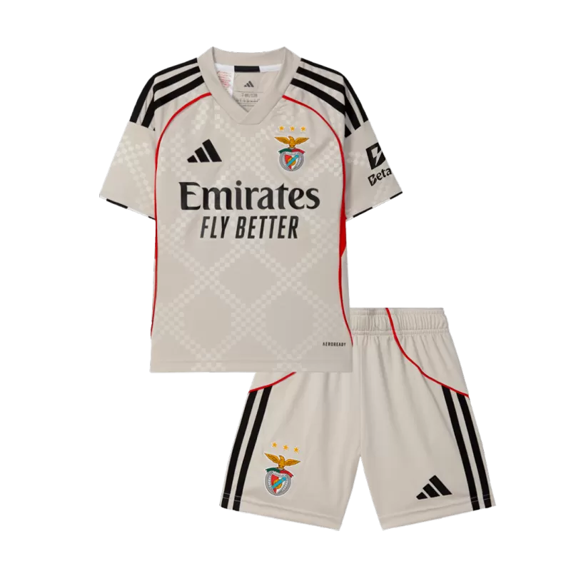 Benfica Away 2025/26 Kit Grey Kids