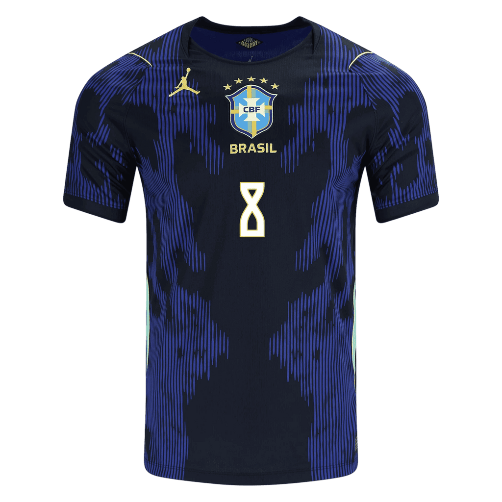 Brazil BRUNO GUIMARAES #8 Away World Cup 2026 Jersey Blue & Black Men's