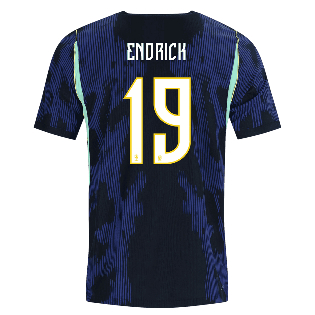 Brazil ENDRICK #19 Away World Cup 2026 Jersey Blue & Black Men's