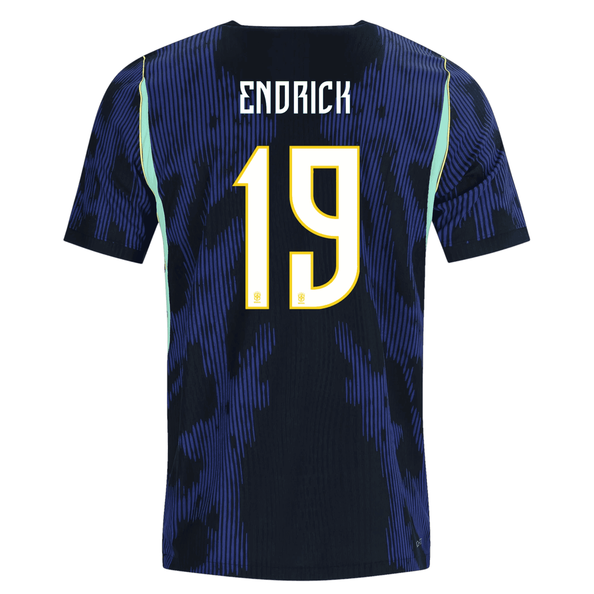 Brazil ENDRICK #19 Away World Cup 2026 Jersey Blue & Black Men's