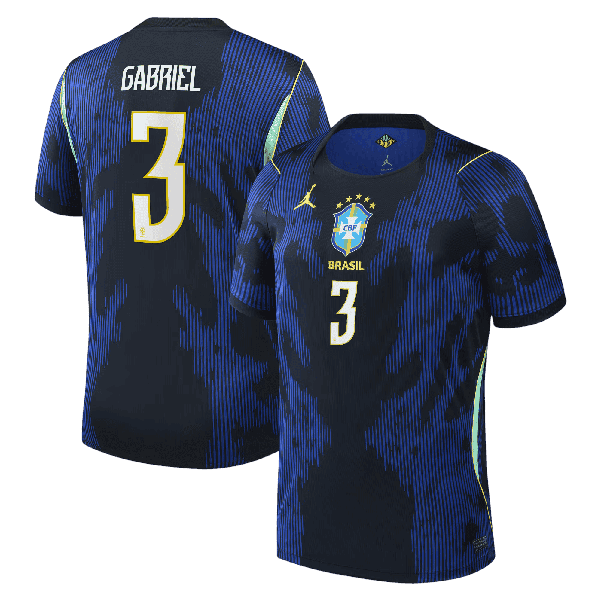 Brazil GABRIEL MALGALHÃES #3 Away World Cup 2026 Jersey Blue & Black Men's