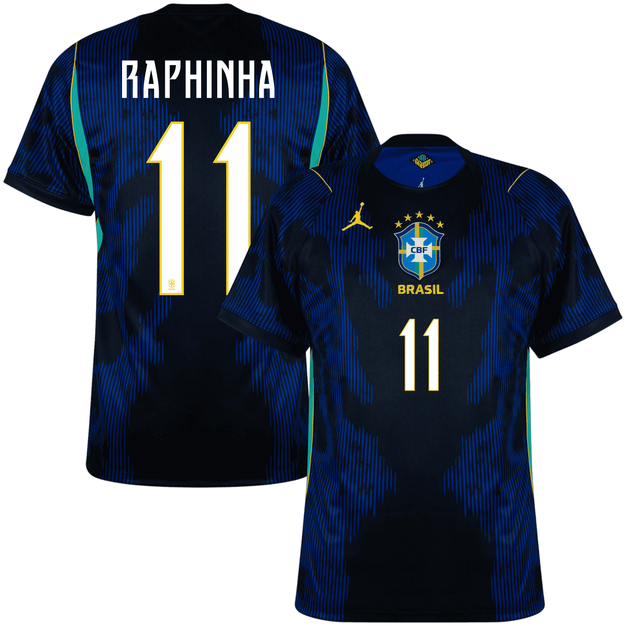 Brazil RAPHINHA #11 Away World Cup 2026 Jersey Blue & Black Men's