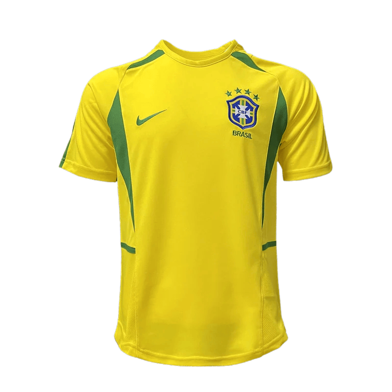 Brazil Retro Home Jersey 2002 Yellow Men's