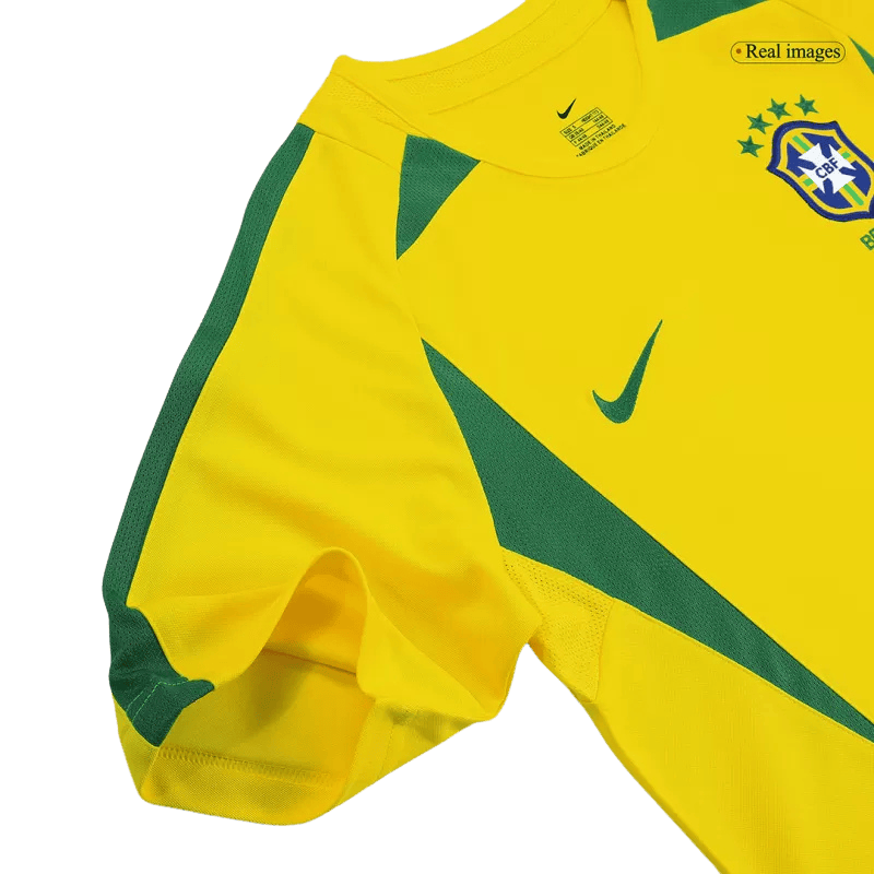 Brazil Retro Home Jersey 2002 Yellow Men's