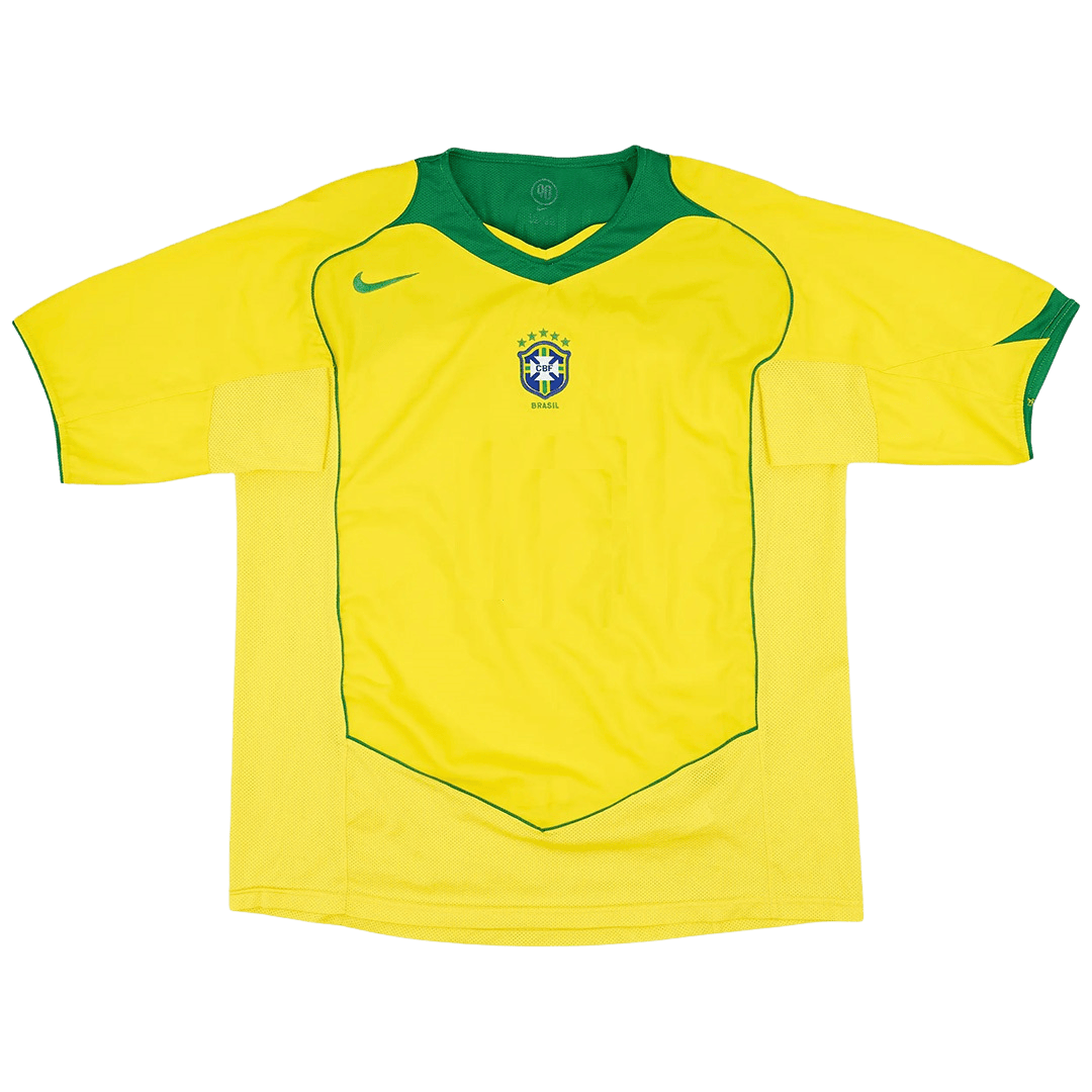 Brazil Retro Home Jersey 2004 Yellow Men's