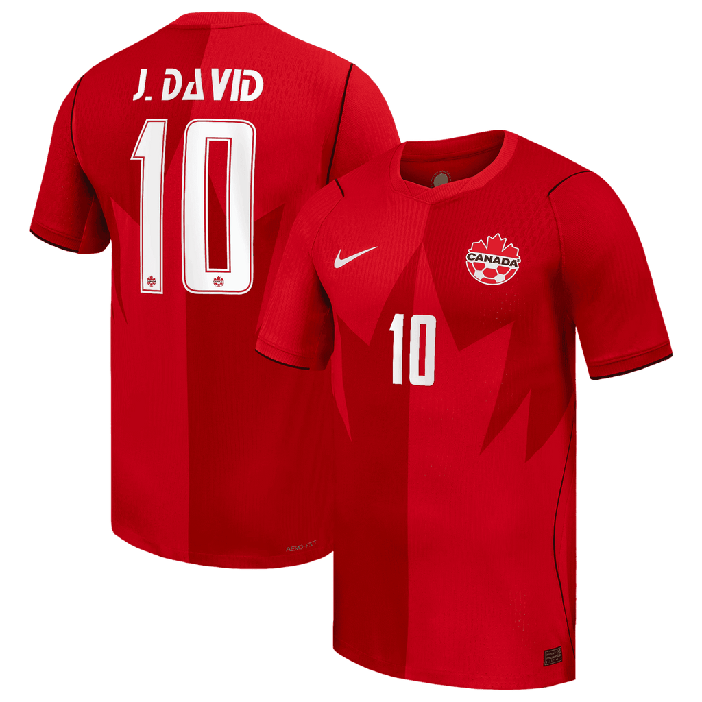 Canada J. DAVID #10 Home World Cup 2026 Jersey Red Men's