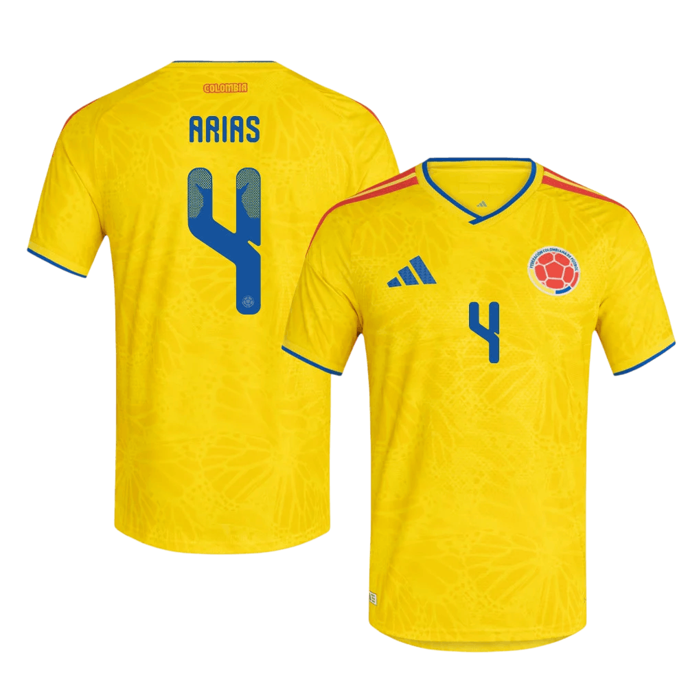 Colombia ARIAS #4 Home World Cup 2026 Jersey Yellow Men's