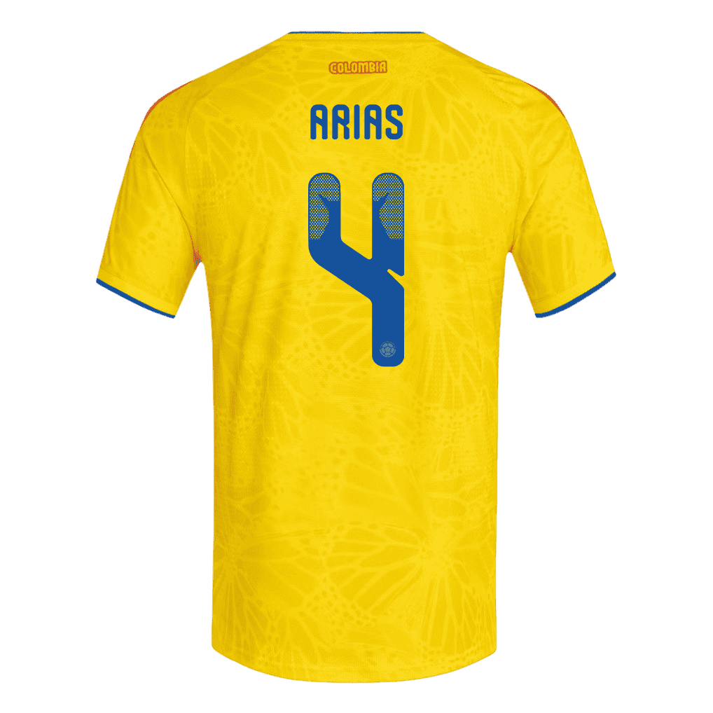 Colombia ARIAS #4 Home World Cup 2026 Jersey Yellow Men's