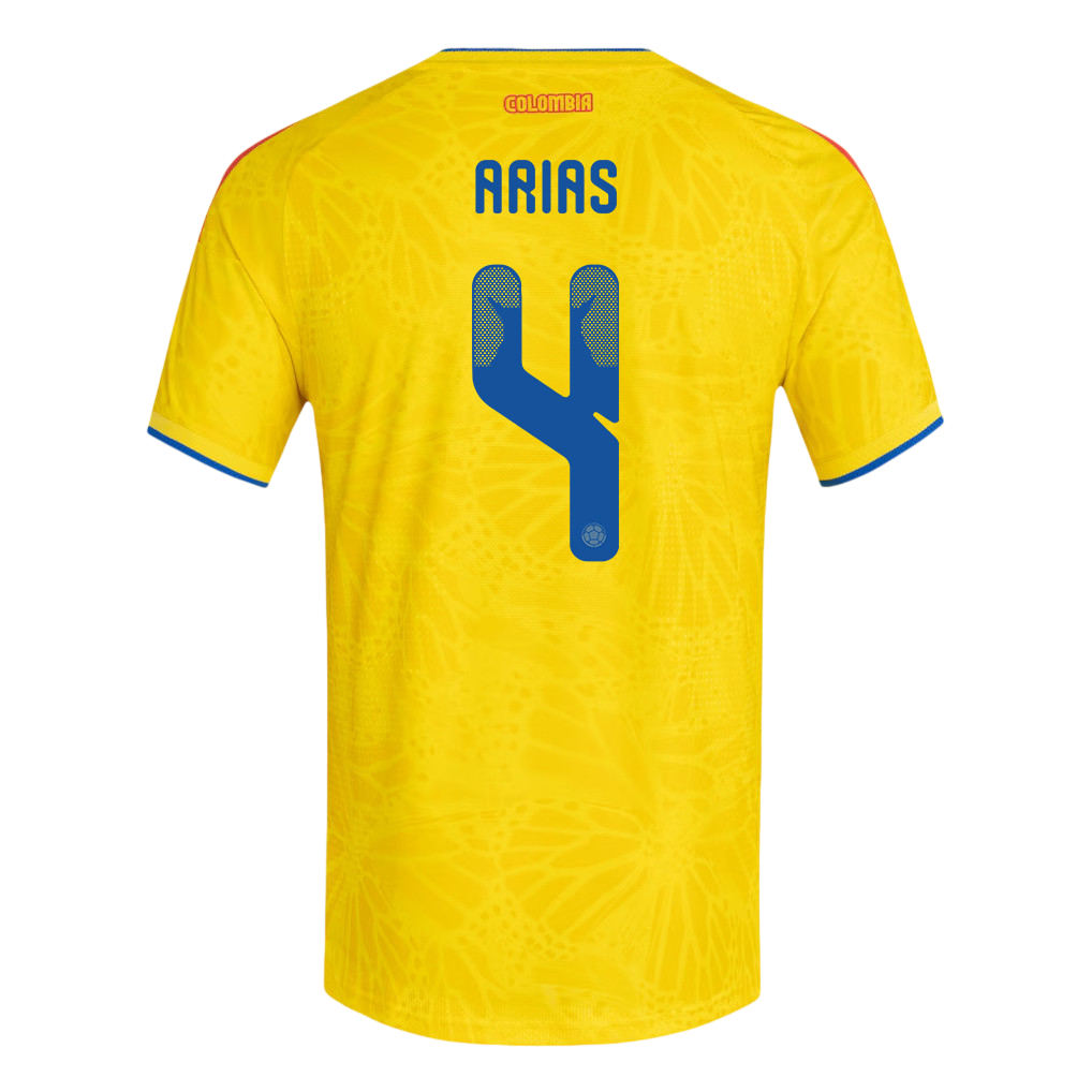 Colombia ARIAS #4 Home World Cup 2026 Jersey Yellow Men's