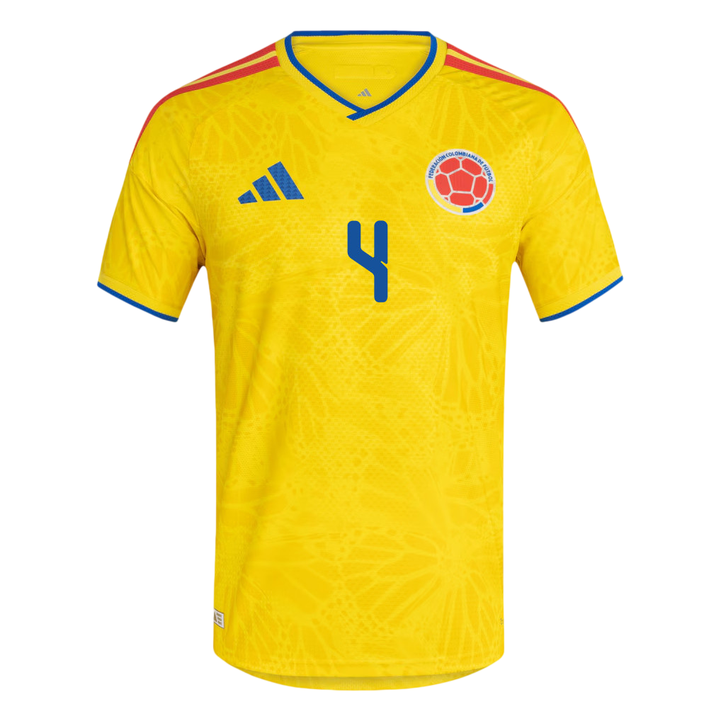 Colombia ARIAS #4 Home World Cup 2026 Jersey Yellow Men's