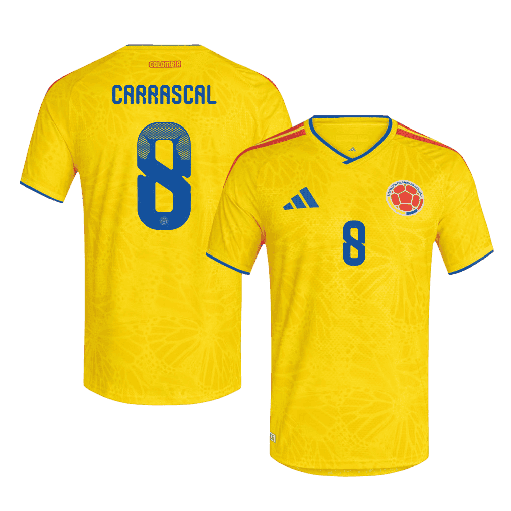 Colombia CARRASCAL #8 Home World Cup 2026 Jersey Yellow Men's