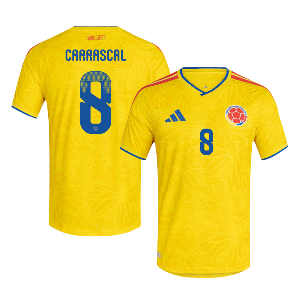 Colombia CARRASCAL #8 Home World Cup 2026 Jersey Yellow Men's