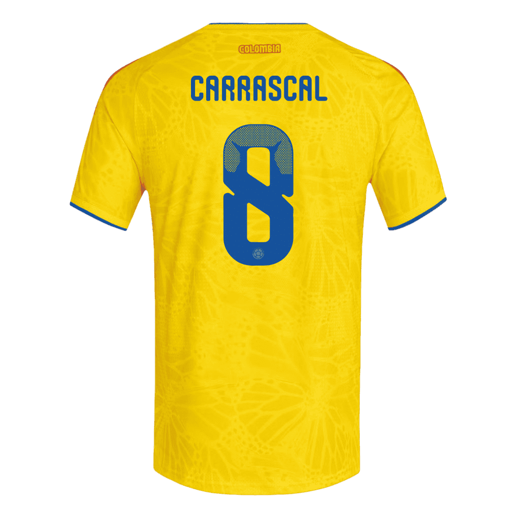 Colombia CARRASCAL #8 Home World Cup 2026 Jersey Yellow Men's