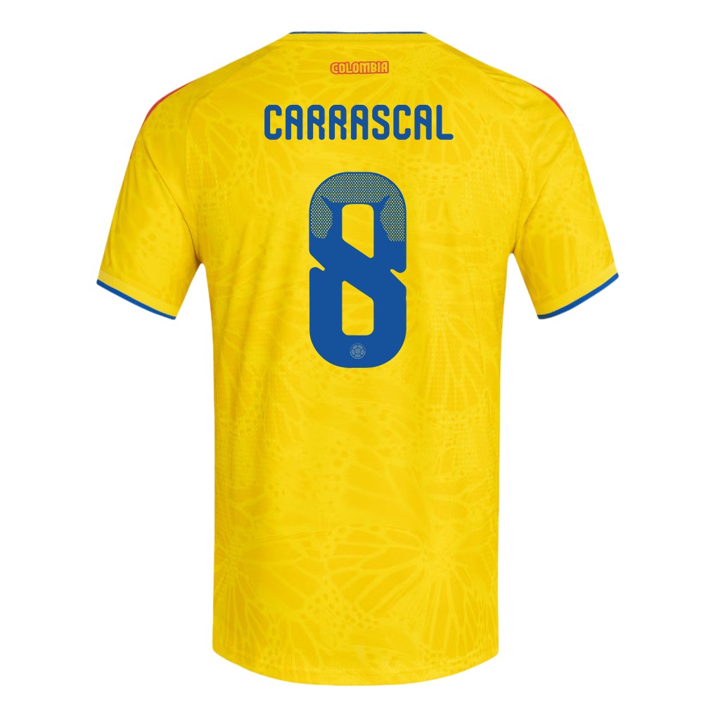 Colombia CARRASCAL #8 Home World Cup 2026 Jersey Yellow Men's