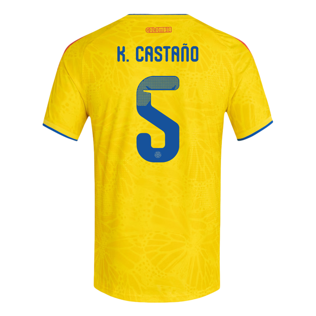 Colombia K. CASTAÑO #5 Home World Cup 2026 Jersey Yellow Men's