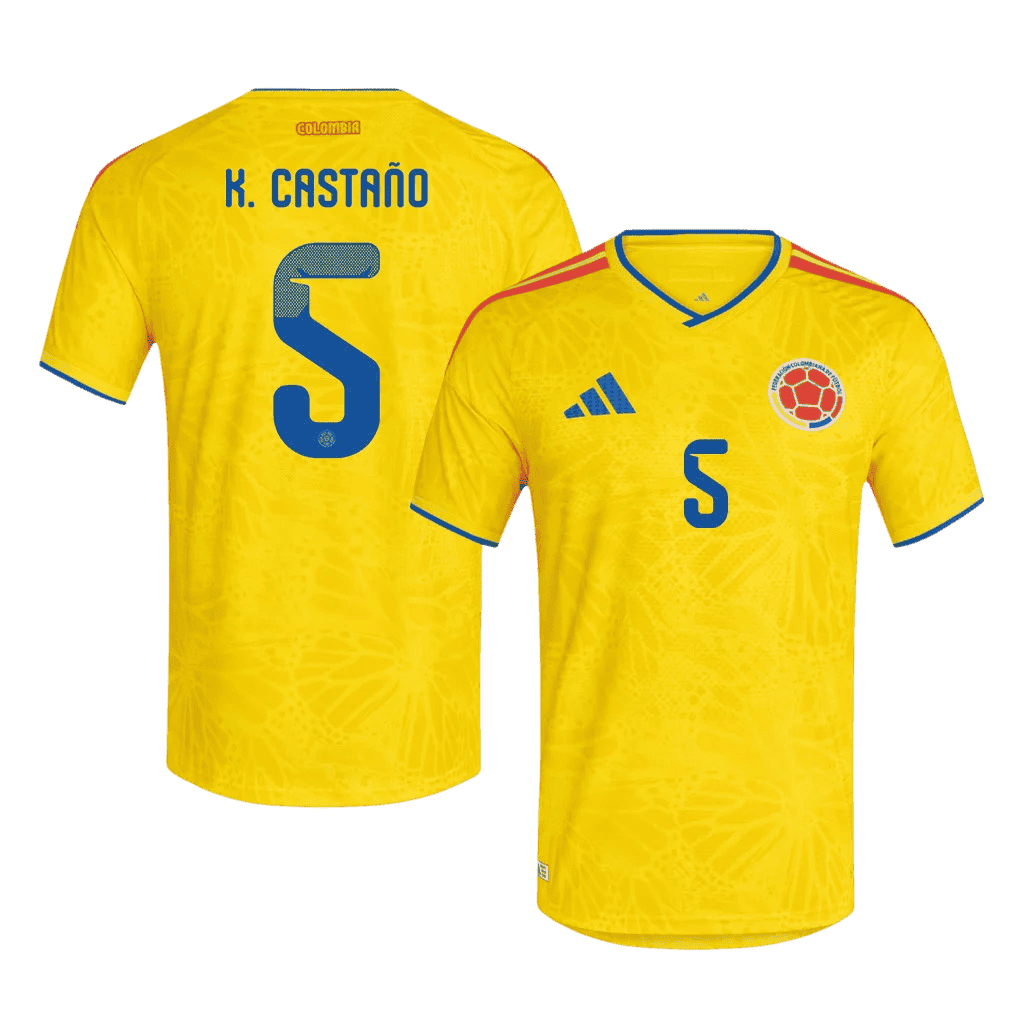 Colombia K. CASTAÑO #5 Home World Cup 2026 Jersey Yellow Men's