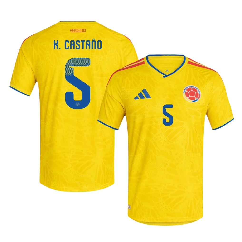 Colombia K. CASTAÑO #5 Home World Cup 2026 Jersey Yellow Men's