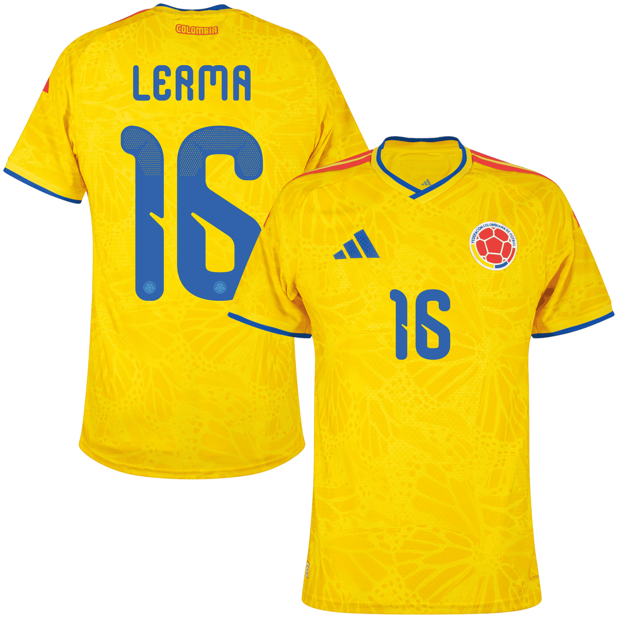 Colombia LERMA #16 Home World Cup 2026 Jersey Player's Version Yellow Men's
