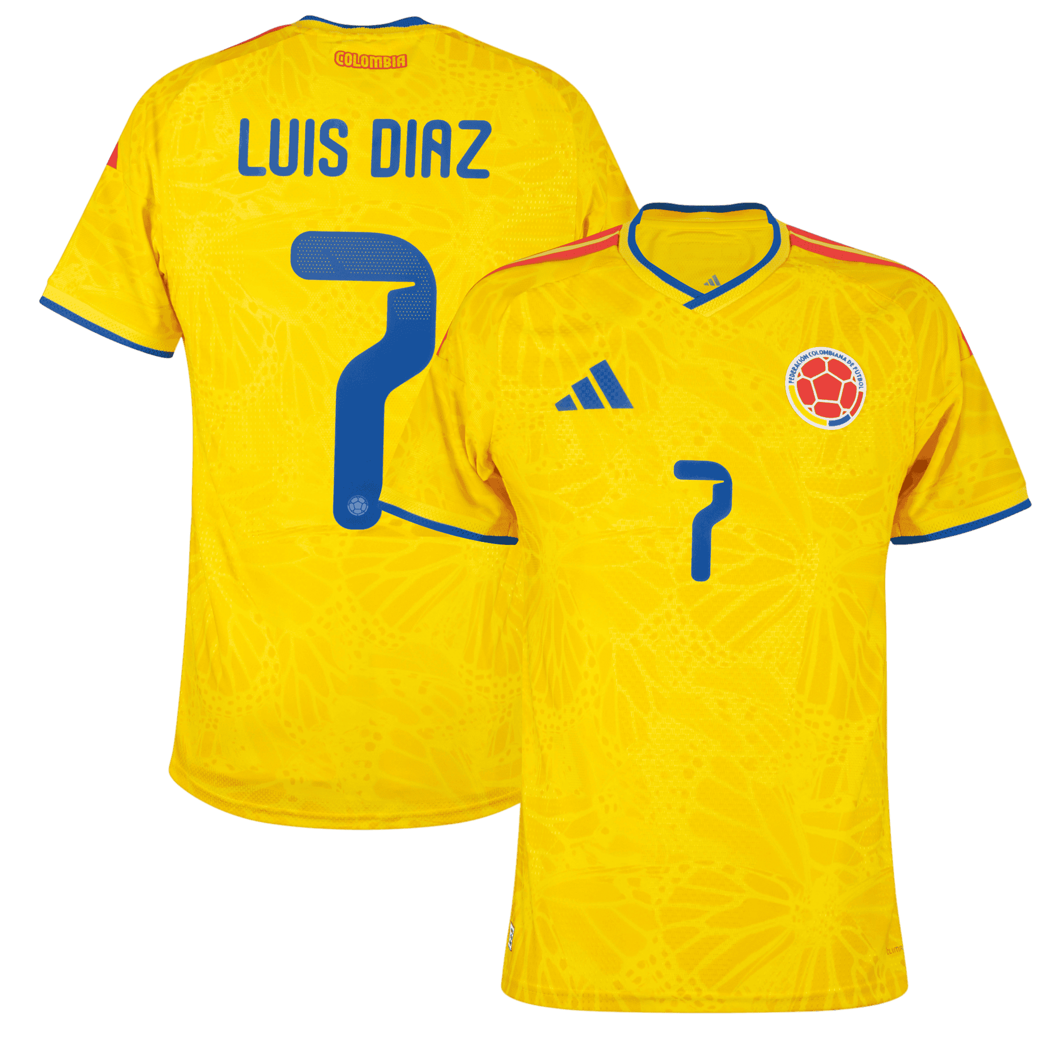 Colombia LUIS DIAZ #7 Home World Cup 2026 Jersey Player's Version Yellow Men's