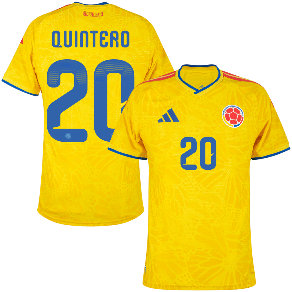 Colombia QUINTERO #20 Home World Cup 2026 Jersey Player's Version Yellow Men's