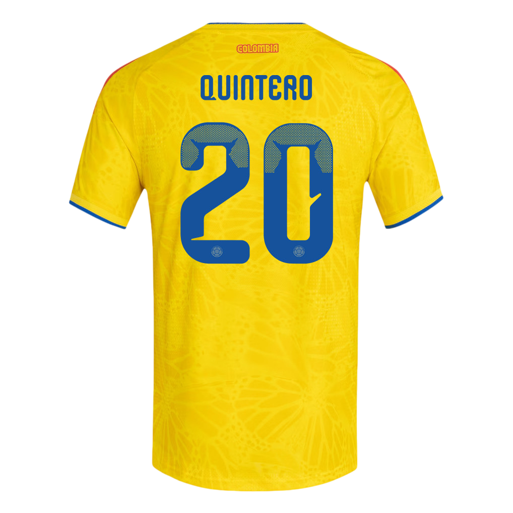 Colombia QUINTERO #20 Home World Cup 2026 Jersey Yellow Men's