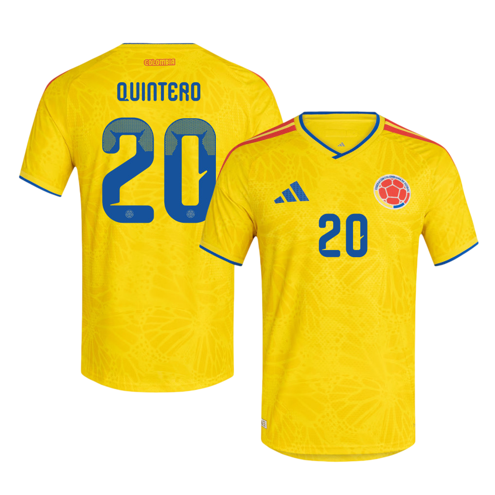 Colombia QUINTERO #20 Home World Cup 2026 Jersey Yellow Men's