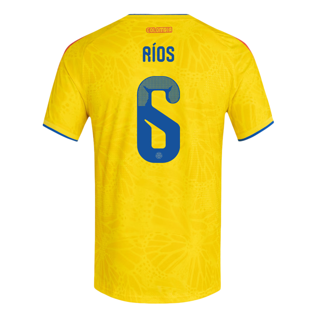 Colombia RÍOS #6 Home World Cup 2026 Jersey Yellow Men's