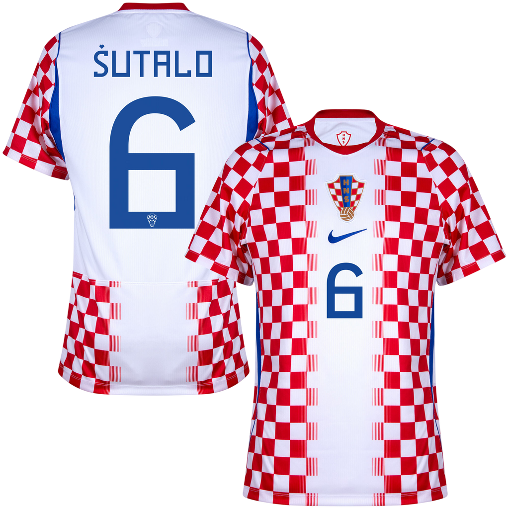 Croatia SUTALO #6 Home World Cup 2026 Jersey Red & White Men's