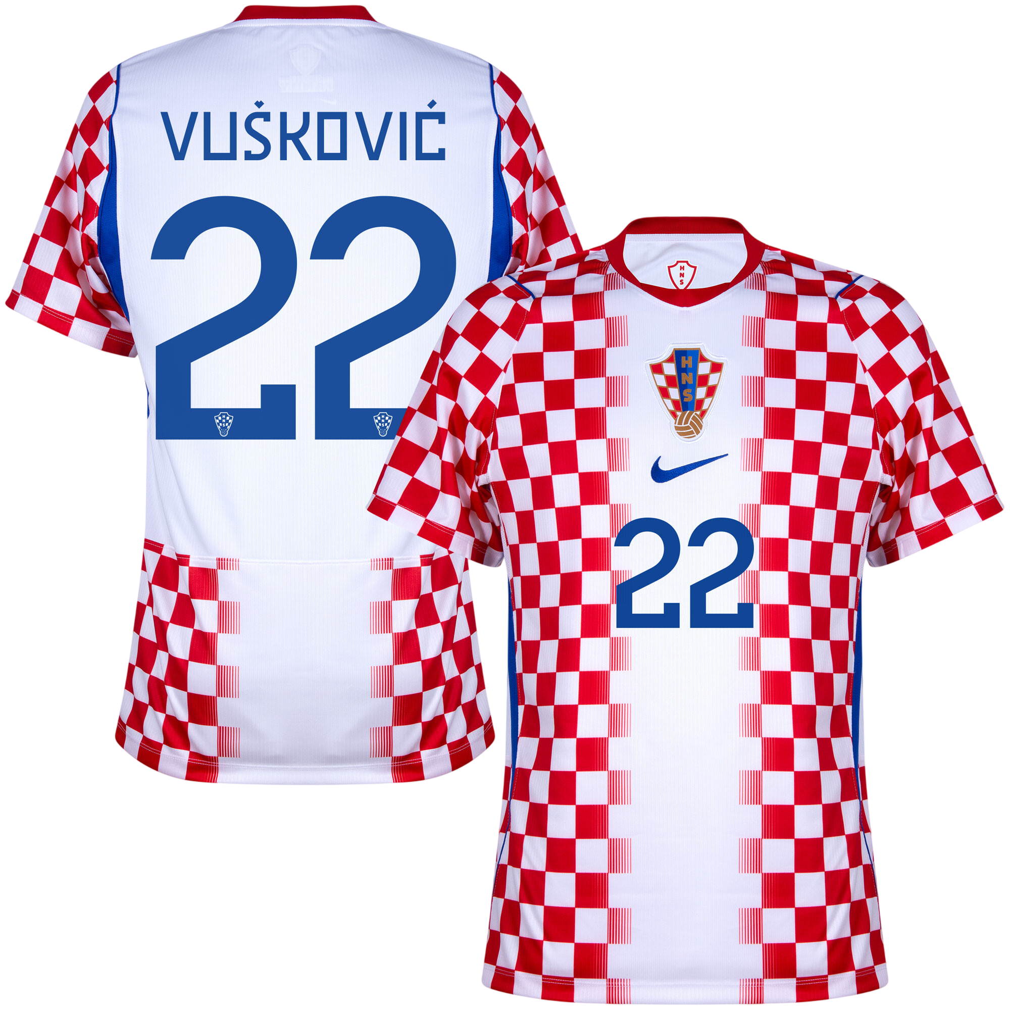 Croatia VUSKOVIC #22 Home World Cup 2026 Jersey Red & White Men's