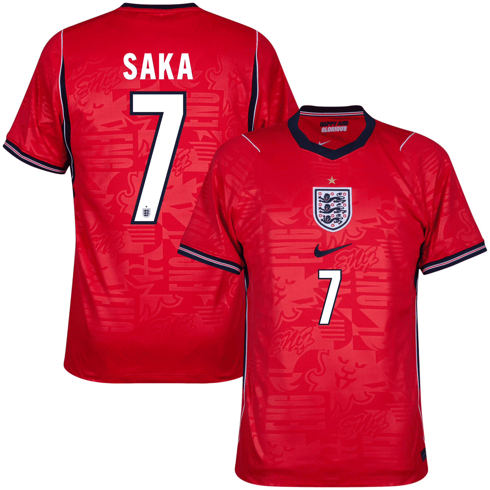 England BUKAYO SAKA #7 Away World Cup 2026 Jersey Red Men's