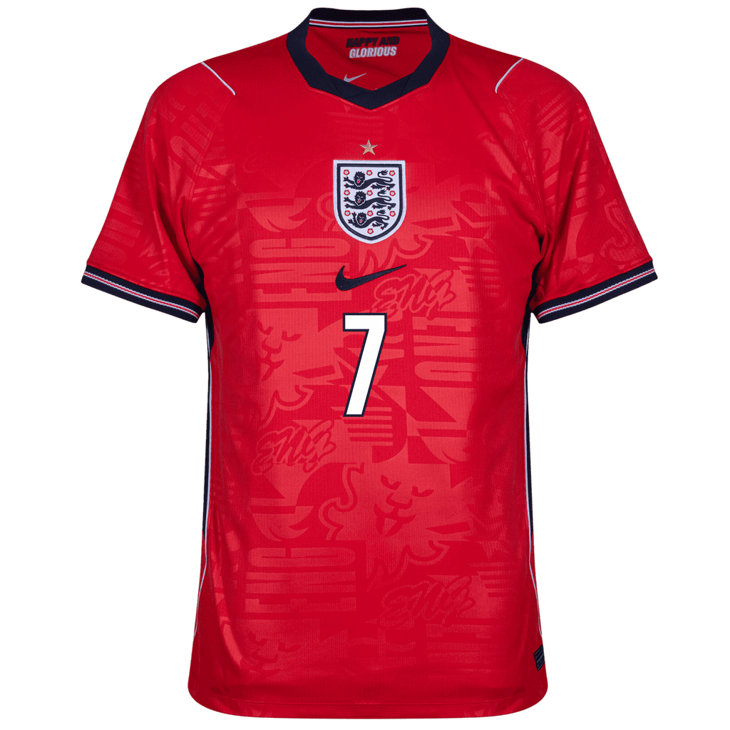 England BUKAYO SAKA #7 Away World Cup 2026 Jersey Red Men's
