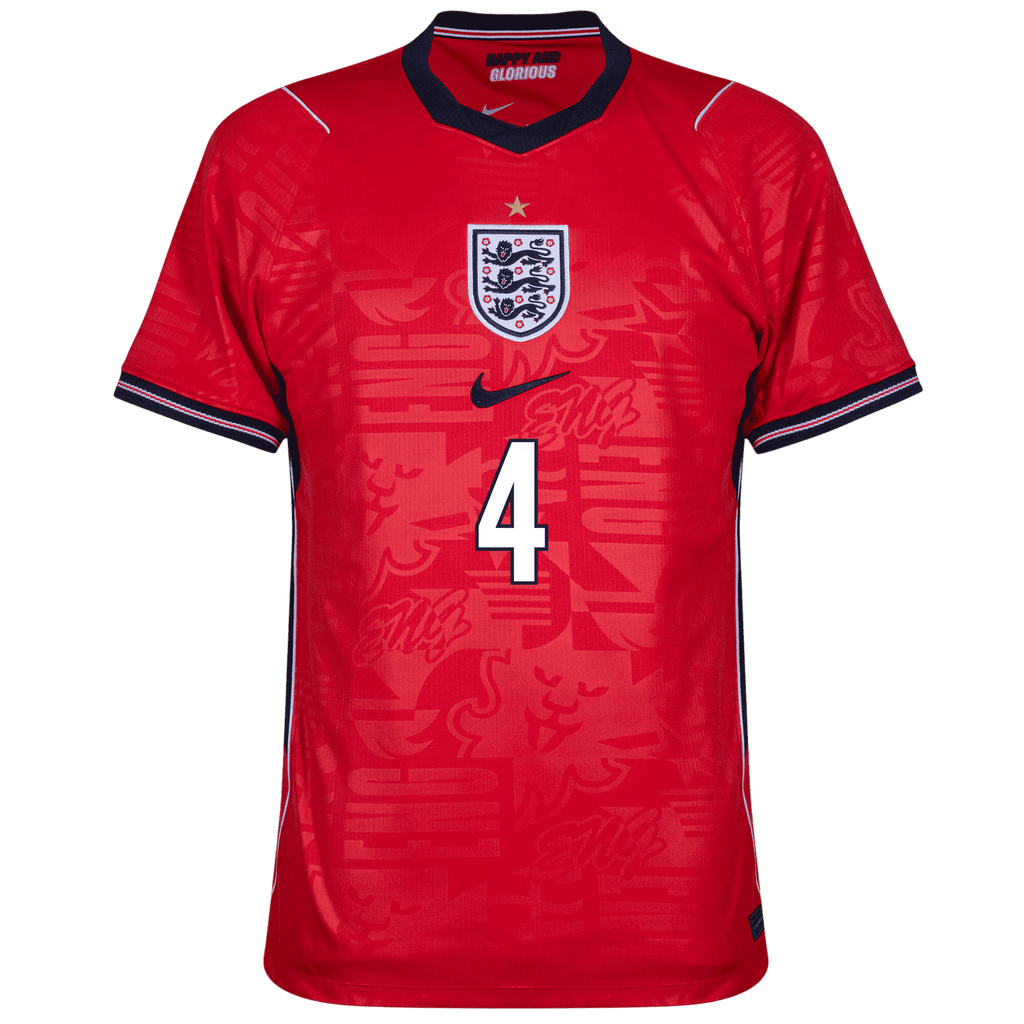 England DECLAN RICE #4 Away World Cup 2026 Jersey Red Men's