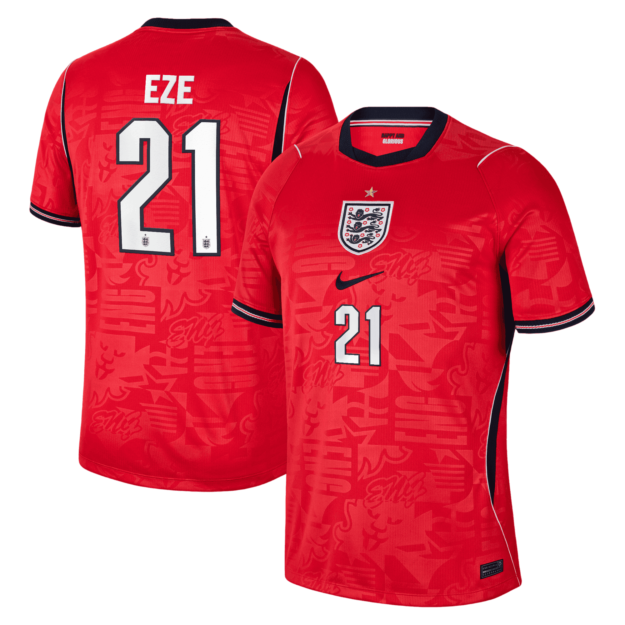 England EZE #21 Away World Cup 2026 Jersey Red Men's