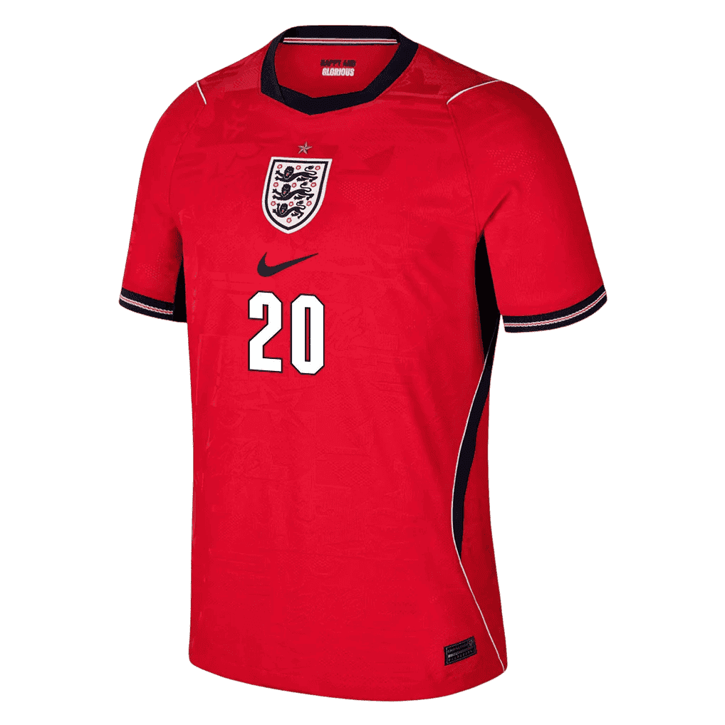 England MADUEKE #20 Away World Cup 2026 Jersey Red Men's