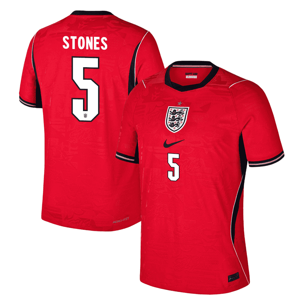 England STONES #5 Away World Cup 2026 Jersey Red Men's