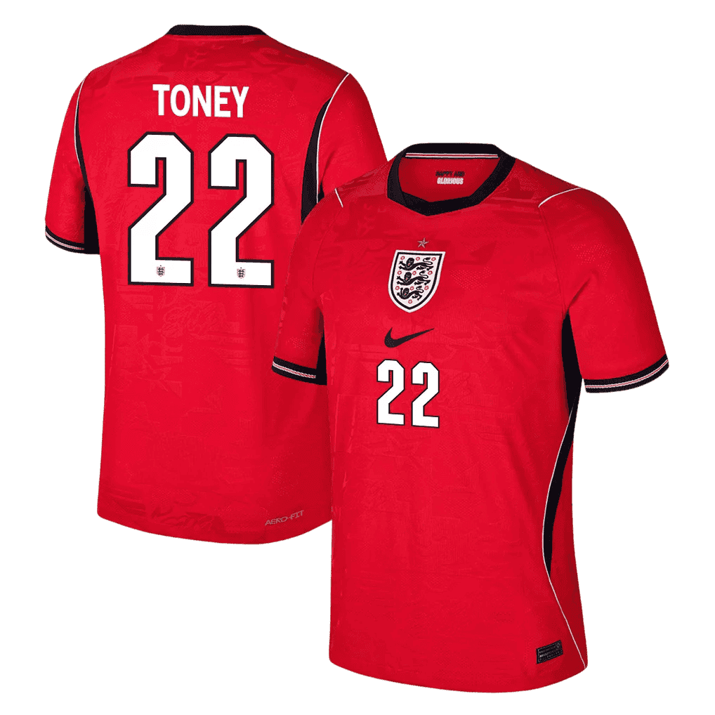 England TONEY #22 Away World Cup 2026 Jersey Red Men's