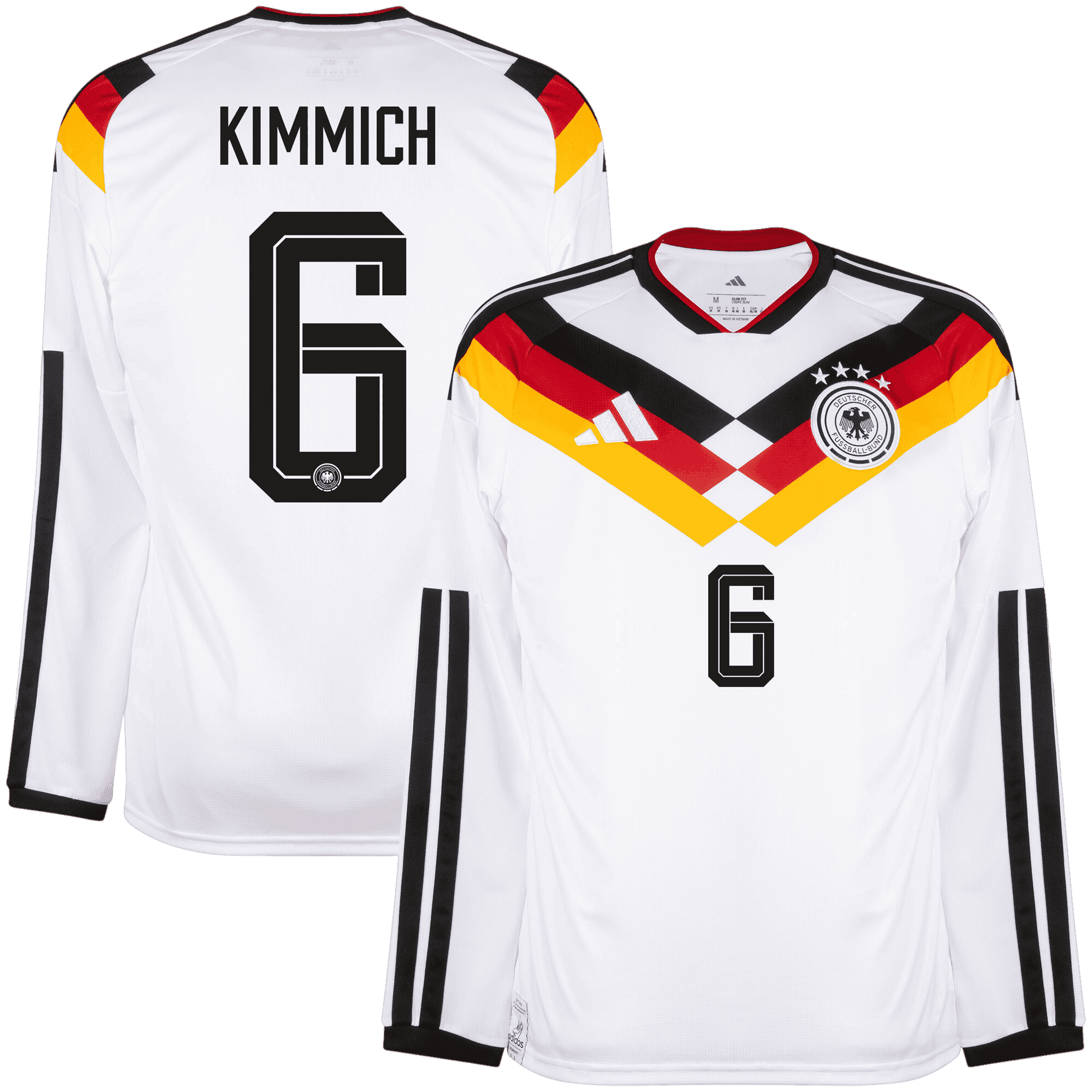 Germany KIMMICH #6 Home World Cup 2026 Long Sleeve Jersey White Men's