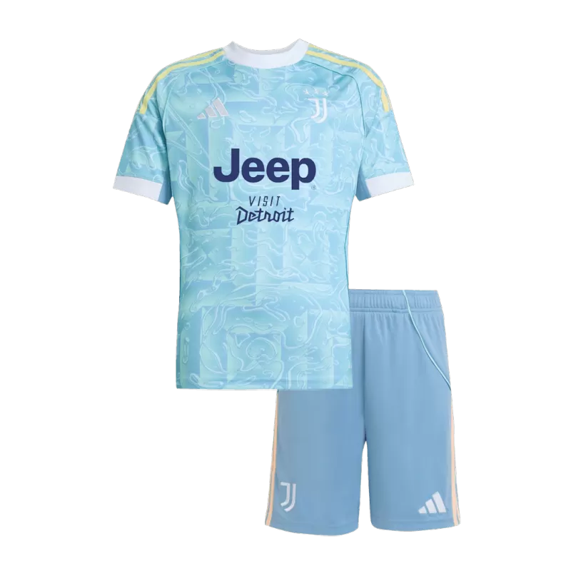 Juventus Away 2025/26 Kit Light Blue Kids