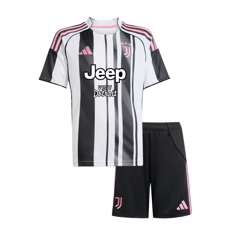 Juventus Home 2025/26 Kit Black & White Kids
