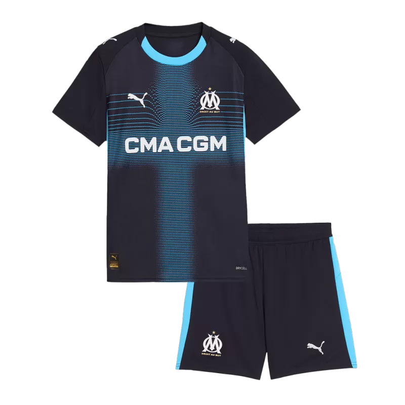 Marseille Away 2025/26 Kit Black Kids